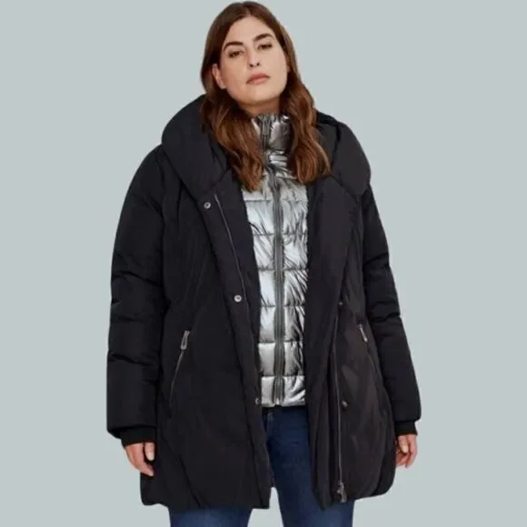 New! Noize Ariana Parka Insulated Puffer Belted Hooded Jacket NWOT - Picture 1 of 16